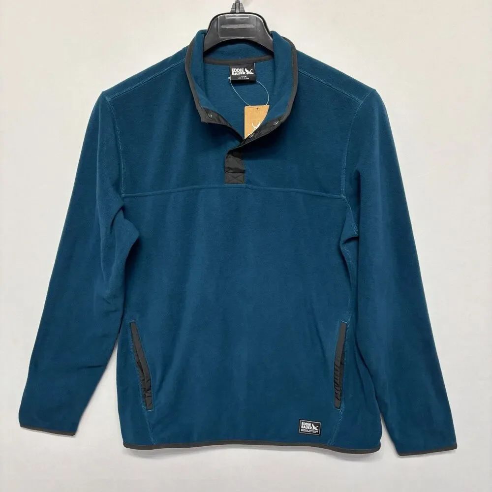 NWT Eddie Bauer Men Chutes Snap Mock Fleece Pullover Size Medium FA25 C132 -19